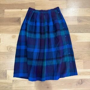 Vintage Union Tag Wool Plaid Blue and Green Women's Wool Skirt